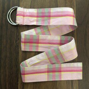 Gap Girl Belt 28" Plaid Fabric Pink Yellow Grey Gray 3 4 5 6 7 8